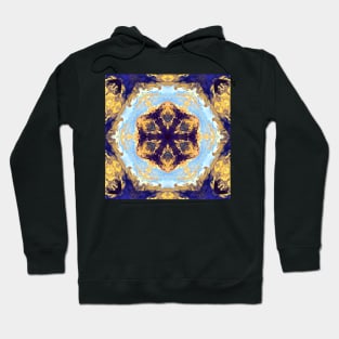 Blue and Gold Smoke Kaleidoscope Pattern Hoodie